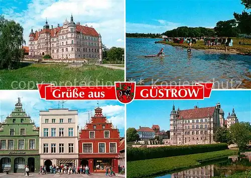 AK / Ansichtskarte Guestrow Mecklenburg Vorpommern Schlos Altstadt Badestrand Kat. Guestrow