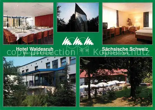 AK / Ansichtskarte Berggiesshuebel Hotel Waldesruh Speisesaal Doppelzimmer Garten Kat. Bad Gottleuba Berggiesshuebel