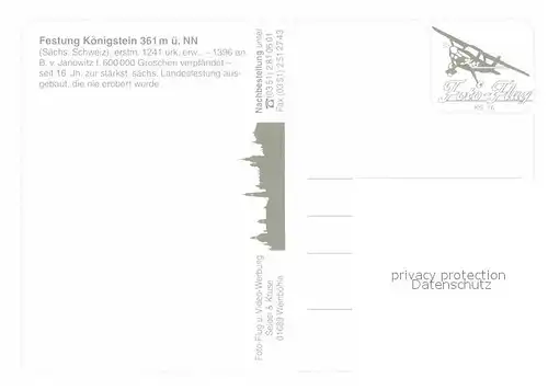 AK / Ansichtskarte Koenigstein Saechsische Schweiz Fliegeraufnahme Festung Kat. Koenigstein Saechsische Schweiz