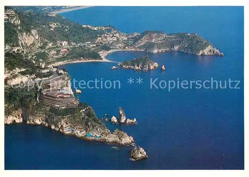 AK / Ansichtskarte Taormina Sizilien Fliegeraufnahme Cap und Insel Bella Kat. 