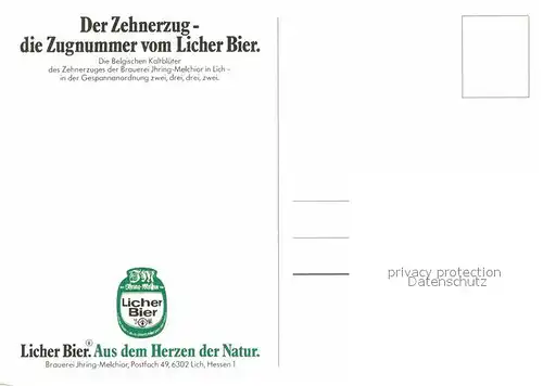 AK / Ansichtskarte Lich Hessen Der Zehnerzug vom Licher Bier  Kat. Lich