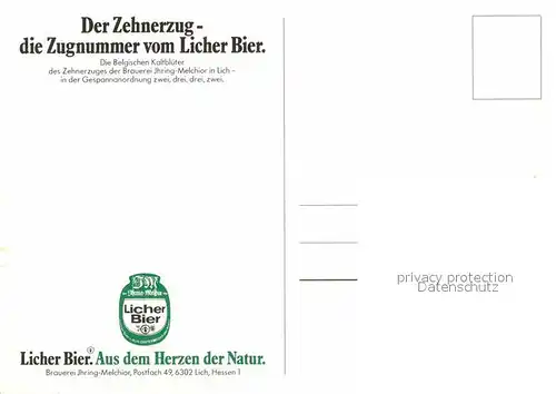 AK / Ansichtskarte Lich Hessen Zehnerzug der Brauerei Licher Kat. Lich