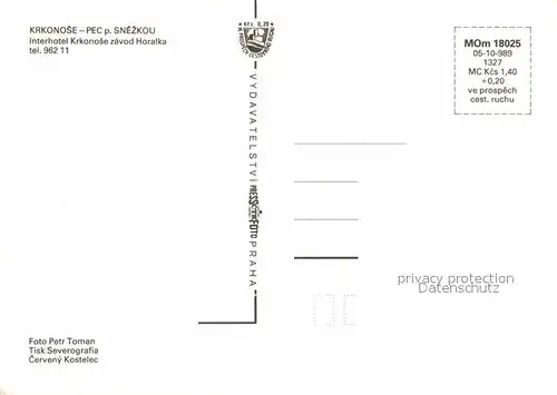 AK / Ansichtskarte Pec pod Snezkou Interhotel Krkonose zavod Horalka Bouda Jana Riesengebirge Kat. Petzer