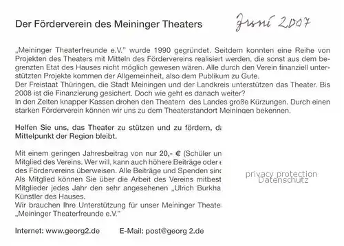 AK / Ansichtskarte Meiningen Thueringen Theater Foerderkarte  Kat. Meiningen