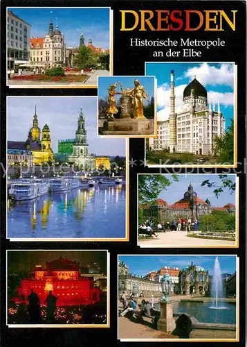 AK / Ansichtskarte Dresden Schloss Mozartbrunnen Hofkirche Staatskanzlei Semperoper Zwingerhof Kat. Dresden Elbe