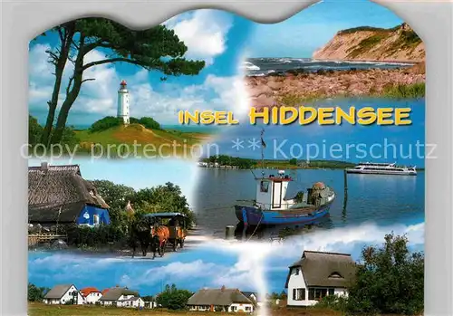 AK / Ansichtskarte Insel Hiddensee Fischerboot Leuchtturm Pferdekutsche Steilkueste Kat. Insel Hiddensee