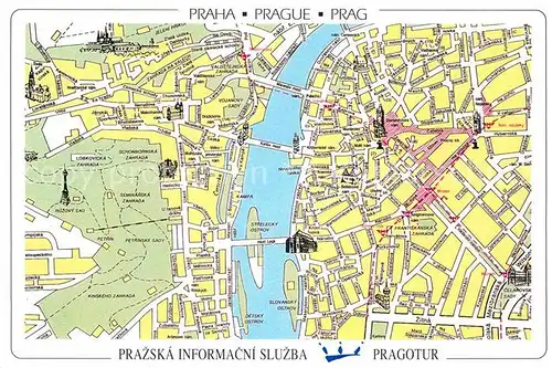 AK / Ansichtskarte Praha Prahy Prague Prazska Informacni Sluzba Pragotur Stadtplan Kat. Praha