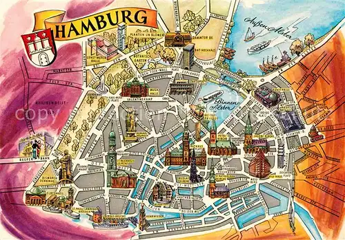AK / Ansichtskarte Hamburg Stadtplan Kat. Hamburg