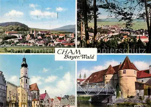 AK / Ansichtskarte Cham Oberpfalz Panorama Kirche Schloss Kat. Cham