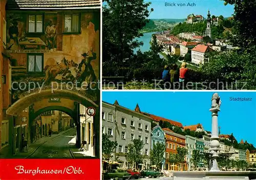 AK / Ansichtskarte Burghausen Oberbayern Blick von Ach Stadtplatz