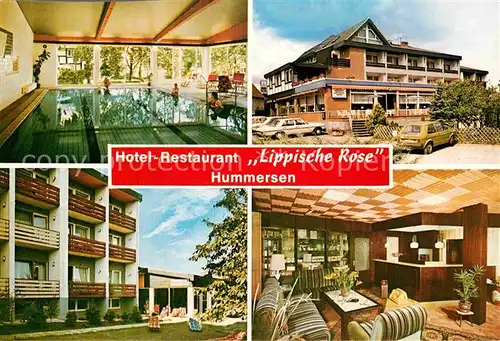 AK / Ansichtskarte Hummersen Hotel Lippische Rose Rezeption Hallenbad Garten Kat. Luegde