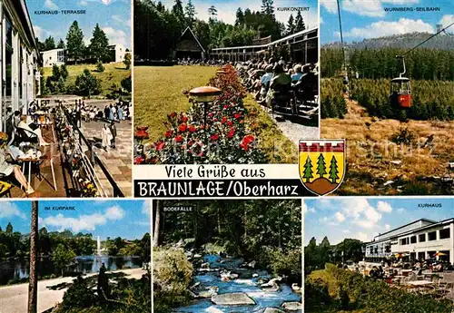 AK / Ansichtskarte Braunlage Kurhaus Terrasse Kurpark Bodefaelle Kurhaus Wurmberg Seilbahn Kat. Braunlage Harz