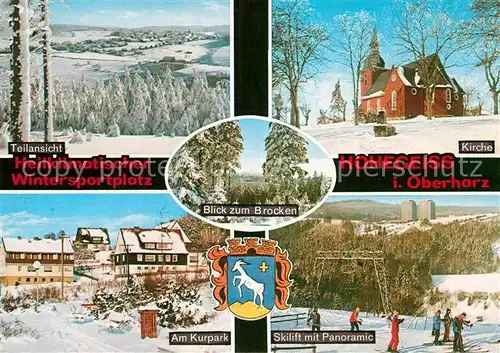 AK / Ansichtskarte Hohegeiss Harz Teilansicht Kurpark Skilift Panoramic Kirche  Kat. Braunlage