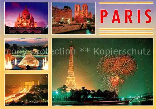 AK / Ansichtskarte Paris Sacre Coeur Montmartre Cathedrale Notre Dame Pyramide du Louvre  Kat. Paris