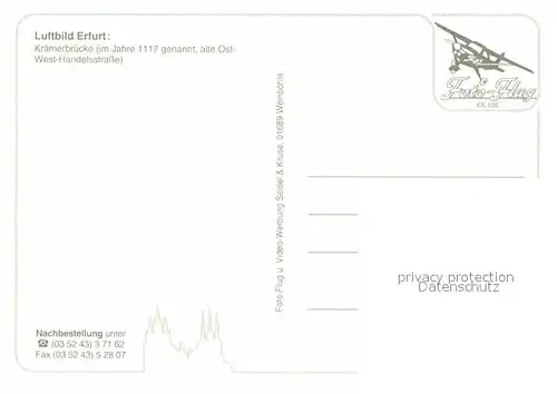 AK / Ansichtskarte Erfurt Kraemerbruecke Fliegeraufnahme Kat. Erfurt