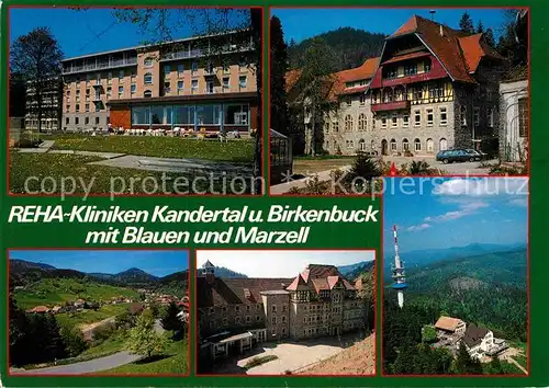 AK / Ansichtskarte Malsburg Marzell Reha Kliniken Kandertal und Birkenbuck mit Blauen und Marzell Kat. Malsburg Marzell