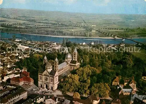 AK / Ansichtskarte Speyer Rhein Fliegeraufnahme Dom mit Rheinbruecke Kat. Speyer
