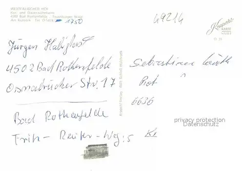 AK / Ansichtskarte Bad Rothenfelde Westfaelischer Hof Kur  und Wohnheim Kat. Bad Rothenfelde