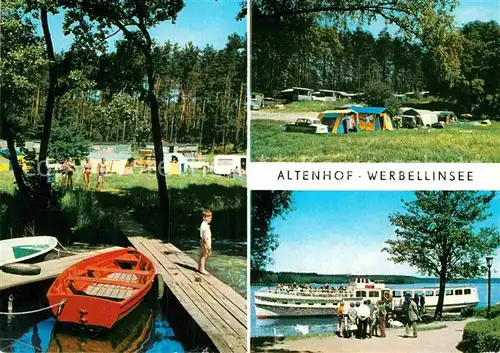 AK / Ansichtskarte Altenhof Werbellinsee Campingplatz Bootsanleger Ausflugsdampfer Ruderboot
