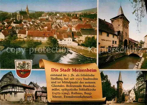 AK / Ansichtskarte Meisenheim Glan Stadtbild mit Wehr Turm Altstadt Geschichte Kat. Meisenheim