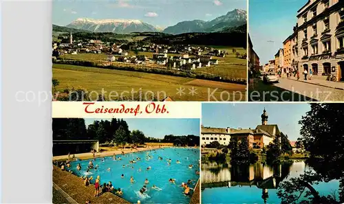 AK / Ansichtskarte Teisendorf Oberbayern mit Untersberg Marktstrasse Hochstaufen Schwimmbad Hoeglwoerth Kat. Teisendorf