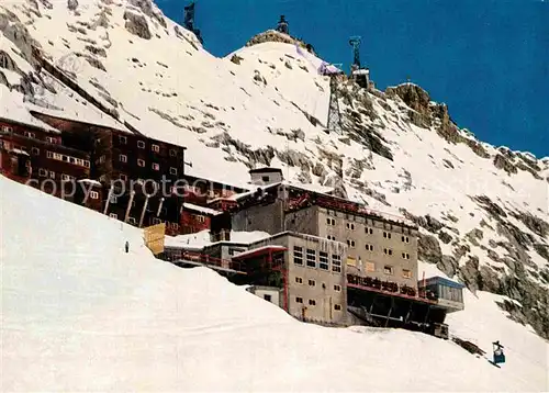 AK / Ansichtskarte Garmisch Partenkirchen Bayerische Zugspitzbahn Hotel Schneefernerhaus Zugspitzgipfel Hangbahn Gletscher Wettersteingebirge Kat. Garmisch Partenkirchen