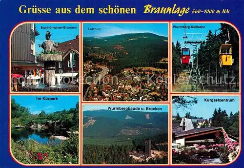 AK / Ansichtskarte Braunlage Eichhoernchen Brunnen Kurpark Wurmbergbaude Seilbahn Kurzentrum Kat. Braunlage Harz