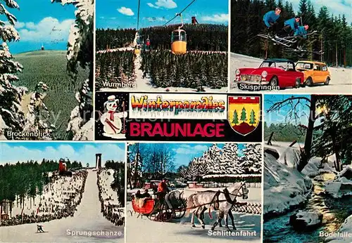 AK / Ansichtskarte Braunlage Skispringen Wurmberg Sprungschanze Brockenblick Bodefaelle Kat. Braunlage Harz