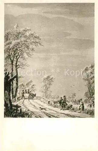 AK / Ansichtskarte Kuenstlerkarte J. Goll Hollaendische Winterlandschaft 1763 Kat. Kuenstlerkarte