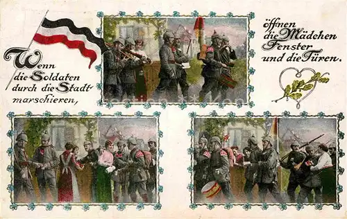 AK / Ansichtskarte Militaria Poesie Wenn die Soldaten durch die Stadt marschieren..WK1