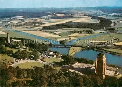 AK / Ansichtskarte Hohensyburg mit Vincketurm Zusammenfluss von Ruhr und Lenne Fliegeraufnahme Kat. Dortmund