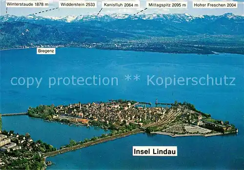 AK / Ansichtskarte Lindau Bodensee Halbinsel Alpenkette Fliegeraufnahme Kat. Lindau (Bodensee)