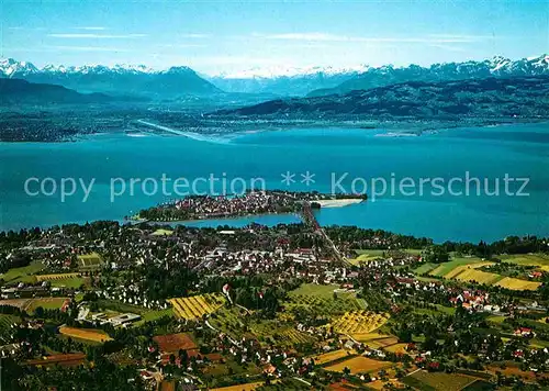 AK / Ansichtskarte Lindau Bodensee Halbinsel Alpenkette Fliegeraufnahme Kat. Lindau (Bodensee)