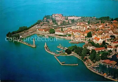 AK / Ansichtskarte Lindau Bodensee Halbinsel Hafen Fliegeraufnahme Kat. Lindau (Bodensee)