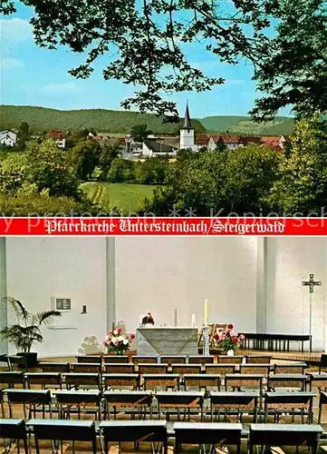 AK / Ansichtskarte Untersteinbach Rauhenebrach Ortsansicht mit Kirche Pfarrkirche Innenansicht Kat. Rauhenebrach