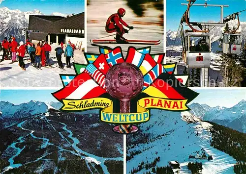 AK / Ansichtskarte Schladming Obersteiermark Schladminger Planai Seilbahn FIS Rennstrecke Skiabfahrtslauf Weltcup Alpen Kat. Schladming
