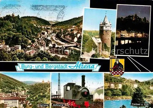AK / Ansichtskarte Altena Lenne Nettetal Schnurre Freibad Burg Teilansicht  Kat. Altena