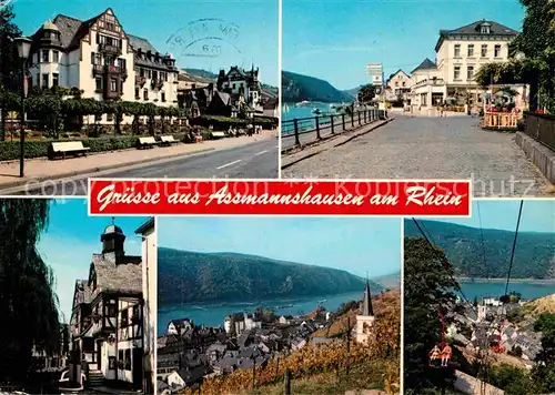 AK / Ansichtskarte Assmannshausen Hotel Krone Hotel Zwei Mohren Altes Haus Teilansicht Seilbahn
