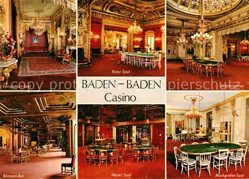 AK / Ansichtskarte Casino Spielbank Baden Baden Markgrafen Saal Benazel Bar Roter Saal  Kat. Spiel