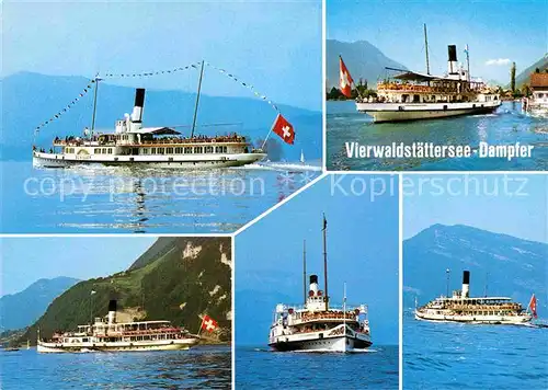 AK / Ansichtskarte Dampfer Seitenrad DS Schiller DS Gallia DS Unterwalden DS Stadt Luzern DS Uri Vierwaldstaettersee  Kat. Schiffe