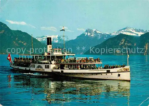 AK / Ansichtskarte Dampfer Seitenrad Unterwalden Vierwaldstaettersee  Kat. Schiffe