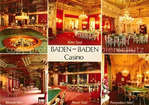 AK / Ansichtskarte Casino Spielbank Baden Baden Benazel Bar Neuer Saal Pompadour Saal  Kat. Spiel