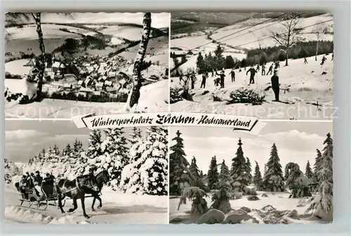 AK / Ansichtskarte Zueschen Sauerland Teilansicht Skipiste Pferdeschlitten  Kat. Winterberg