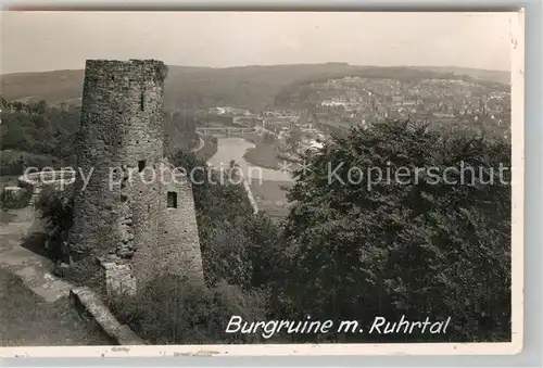 AK / Ansichtskarte Volmarstein Burgruine mit Blick auf Wetter Kat. Wetter (Ruhr)