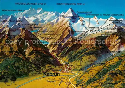 AK / Ansichtskarte Kaprun Panoramakarte mit Hohe Tauern Kitzsteinhorn Glossglockner Kat. Kaprun
