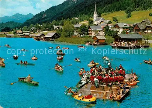 AK / Ansichtskarte Weissensee Kaernten Flosskonzert der Trachtenkapelle Kat. Weissensee