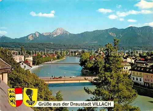 AK / Ansichtskarte Villach Kaernten Draustadt Brueckenpartie mit Mittagskogel Kat. Villach