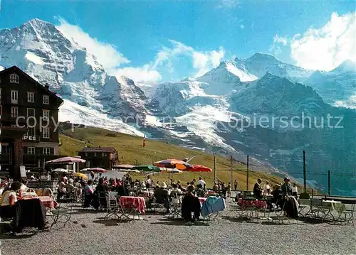 AK / Ansichtskarte Kleine Scheidegg Wengen Berghotel Terrasse mit Moench und Jungfrau Berner Alpen Kat. Scheidegg Kleine