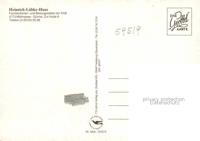 Ak Ansichtskarte Guenne Heinrich Luebke Haus