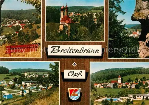 AK / Ansichtskarte Breitenbrunn Oberpfalz Neumarkt Teilansicht Freibad Campingplatz Kirche